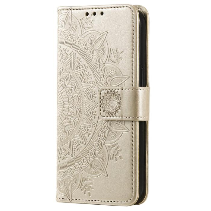 Bild 5,  Samsung Galaxy S23 Ultra Fodral Mandala Läder Guld - Teknikhallen.se