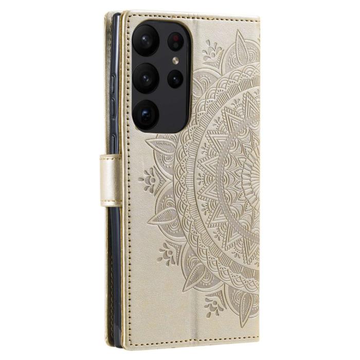 Bild 6,  Samsung Galaxy S23 Ultra Fodral Mandala Läder Guld - Teknikhallen.se