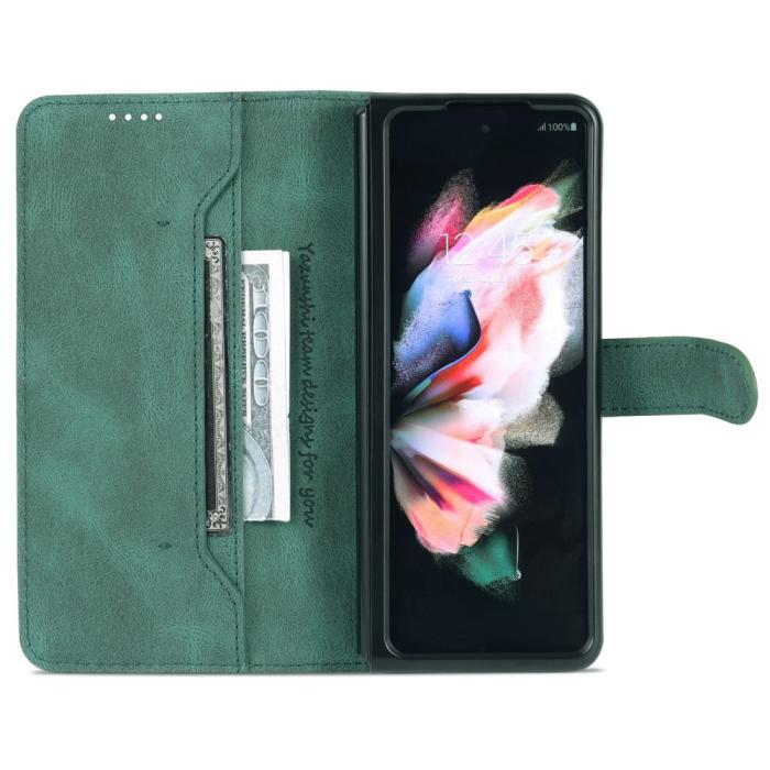 Bild 2, AZNS AZNS Galaxy Z Fold 5 Fodral Läder Grön - Teknikhallen.se