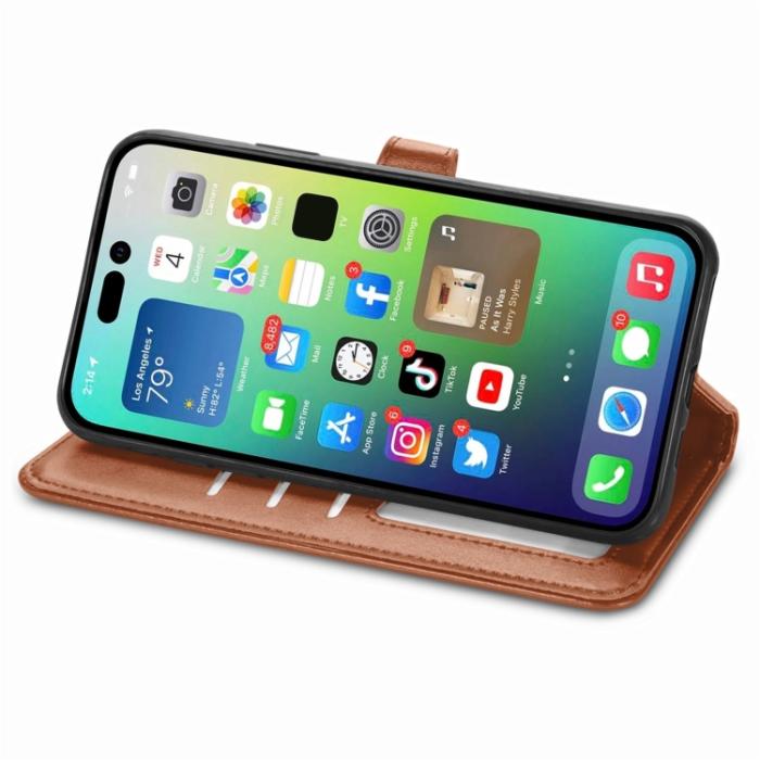 Bild 4,  iPhone 15 Pro Fodral Solid Med Magnetisk Mässing Brun - Teknikhallen.se