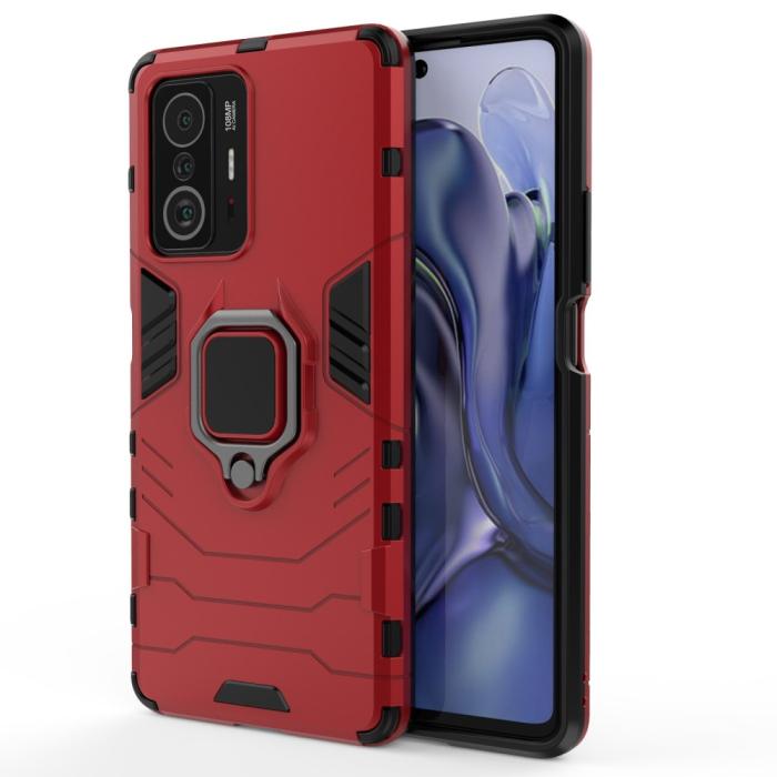 Bild 2,  Xiaomi 11T / 11T Pro Skal Hybrid Armor Röd - Teknikhallen.se