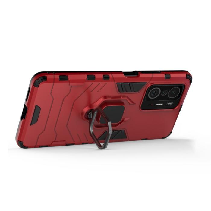 Bild 3,  Xiaomi 11T / 11T Pro Skal Hybrid Armor Röd - Teknikhallen.se