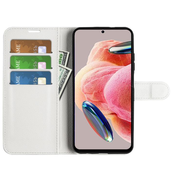 Bild 2,  Xiaomi Redmi Note 12 4G Fodral Litchi Läder Vit - Teknikhallen.se
