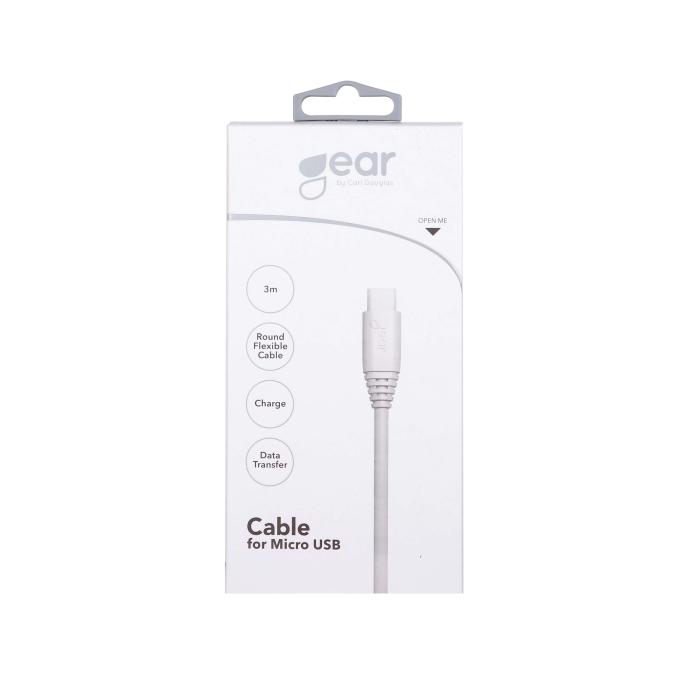 Bild 2, Gear GEAR Laddkabel MicroUSB 3m Kabel Vit - Teknikhallen.se