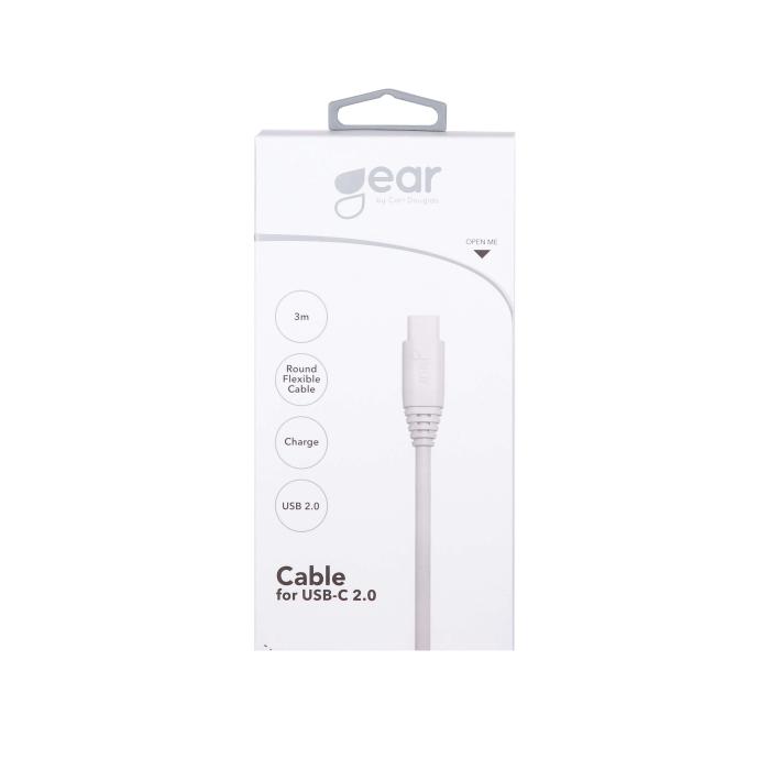 Bild 2, Gear GEAR Laddkabel 3m USB-C till USB-A Vit - Teknikhallen.se