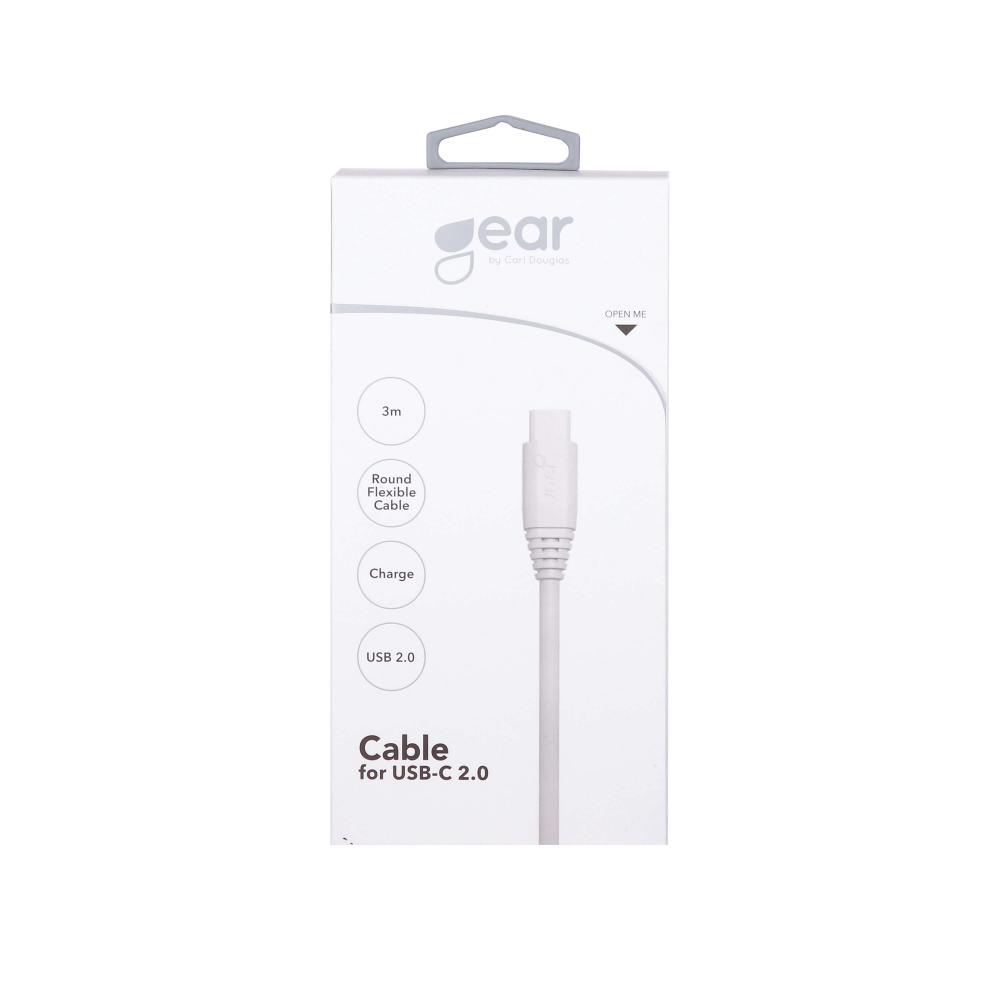 Gear GEAR Laddkabel 3m USB-C till USB-A Vit - Teknikhallen.se