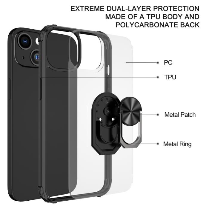 Bild 3,  iPhone 14 Skal Shockproof Hybrid Ring Svart/Silver - Teknikhallen.se