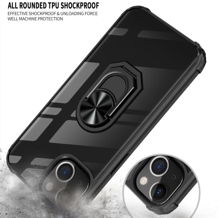 Bild 4,  iPhone 14 Skal Shockproof Hybrid Ring Svart/Silver - Teknikhallen.se