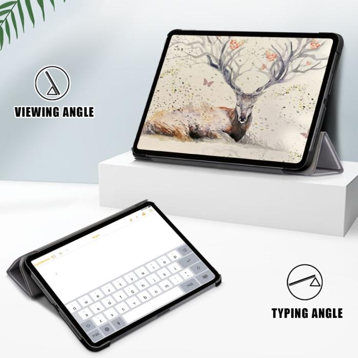 Bild 4,  iPad Air 2026-2020 Fodral Tri-Fold Litchi Grå - Teknikhallen.se