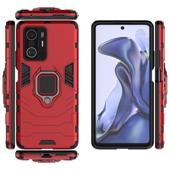 Bild 6,  Xiaomi 11T / 11T Pro Skal Hybrid Armor Röd - Teknikhallen.se