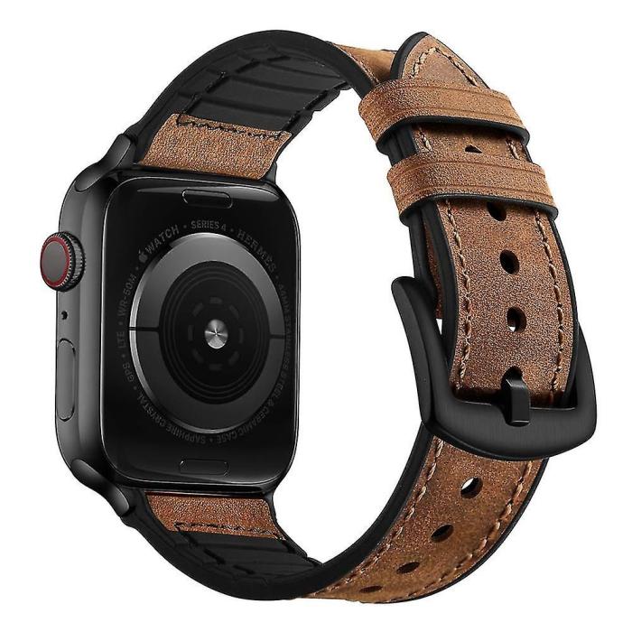 Bild 2,  Läderarmband Apple Watch 42/44/45/46/49 mm Brun - Teknikhallen.se