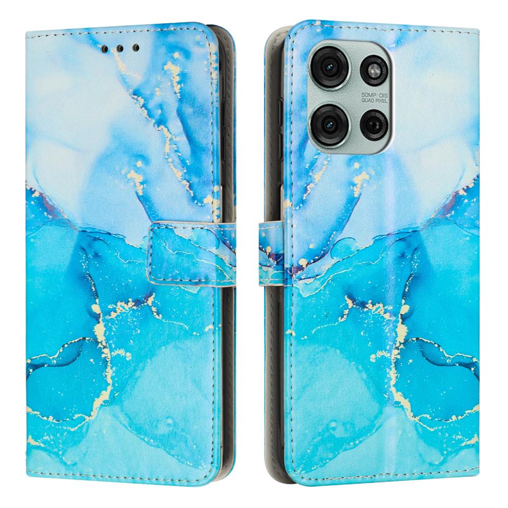  Motorola Moto G86 Power / G86 5G Fodral Läder Marmor Blå - Teknikhallen.se