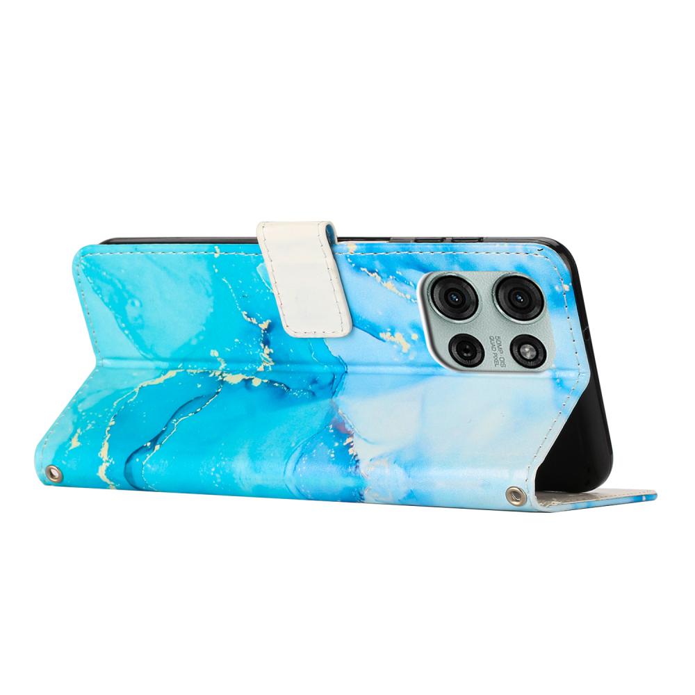  Motorola Moto G86 Power / G86 5G Fodral Läder Marmor Blå - Teknikhallen.se