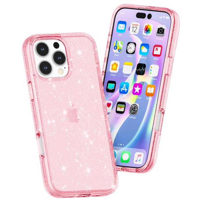 Bild 4,  iPhone 16 Pro Skal Glitter Rosa - Teknikhallen.se