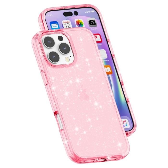 Bild 6,  iPhone 16 Pro Skal Glitter Rosa - Teknikhallen.se