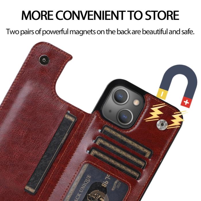 Bild 6,  iPhone 14 Pro Skal Med Kortfack Brun - Teknikhallen.se