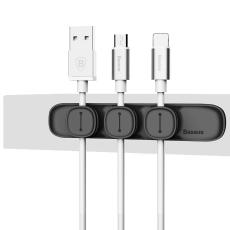 BASEUS BASEUS Magnetisk Sj&auml;lvh&auml;ftande Kabelh&aring;llare f&ouml;r 3 Kablar Svart - Teknikhallen.se