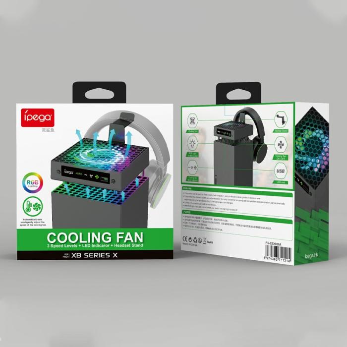 Bild 6, iPega iPega Automatisk Kylfäkt Med Laddare För Xbox X RGB Svart - Teknikhallen.se