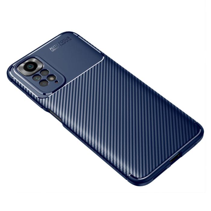 Bild 2,  Xiaomi Redmi Note 11 4G Skal Kolfiber Textur Blå - Teknikhallen.se