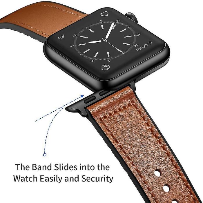 Bild 3,  Läderarmband Apple Watch 42/44/45/46/49 mm Brun - Teknikhallen.se