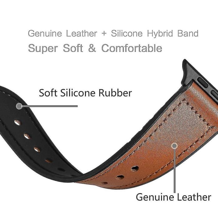 Bild 4,  Läderarmband Apple Watch 42/44/45/46/49 mm Brun - Teknikhallen.se