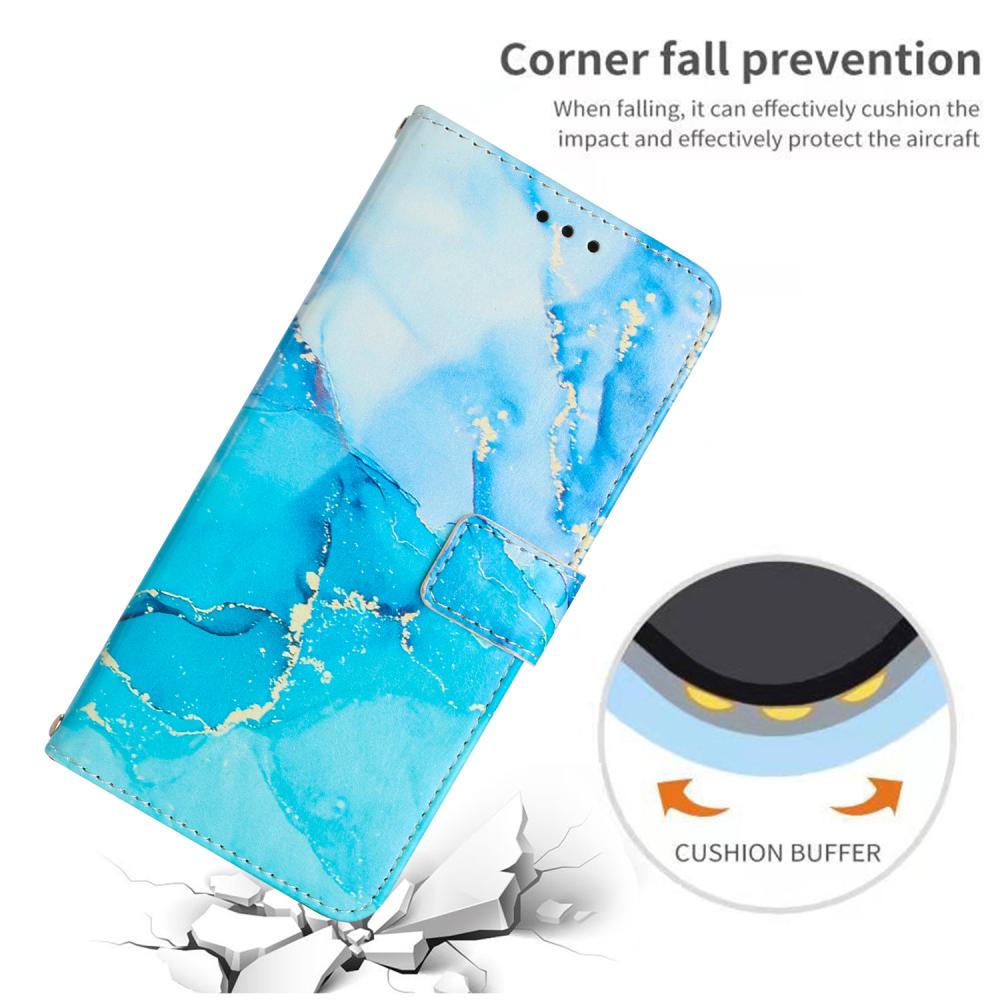  Motorola Moto G86 Power / G86 5G Fodral Läder Marmor Blå - Teknikhallen.se
