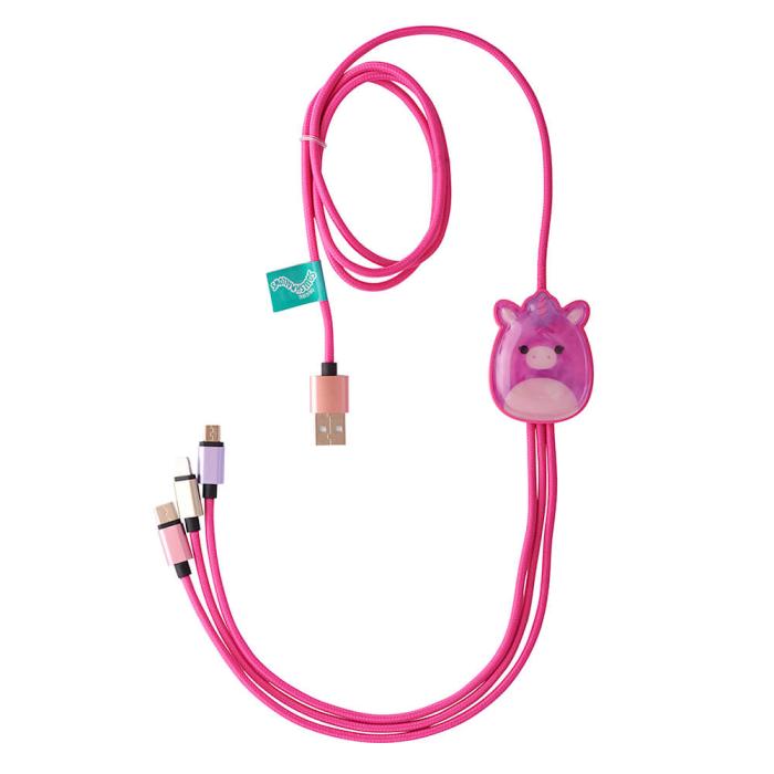 Bild 2, Squishmallows Squishmallows Laddningskabel 1,2m 3in1 USB-C/Micro/Lightning Lola - Teknikhallen.se