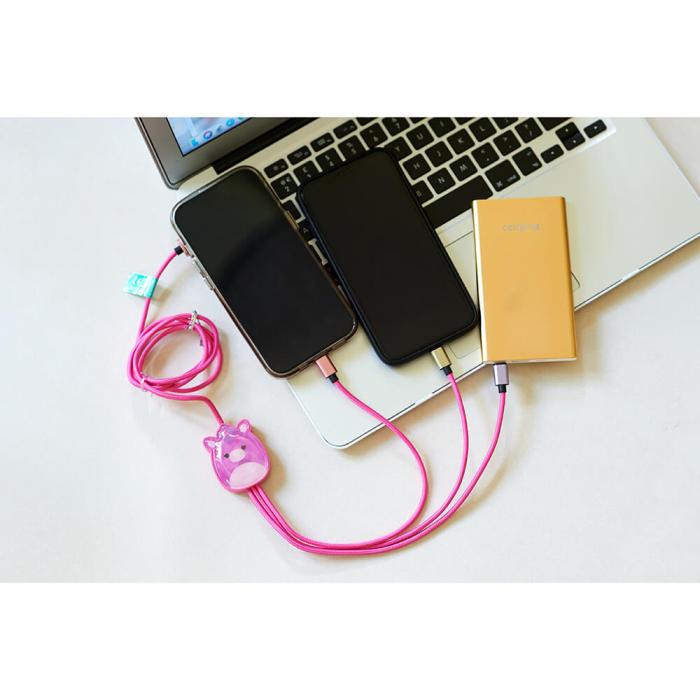 Bild 4, Squishmallows Squishmallows Laddningskabel 1,2m 3in1 USB-C/Micro/Lightning Lola - Teknikhallen.se