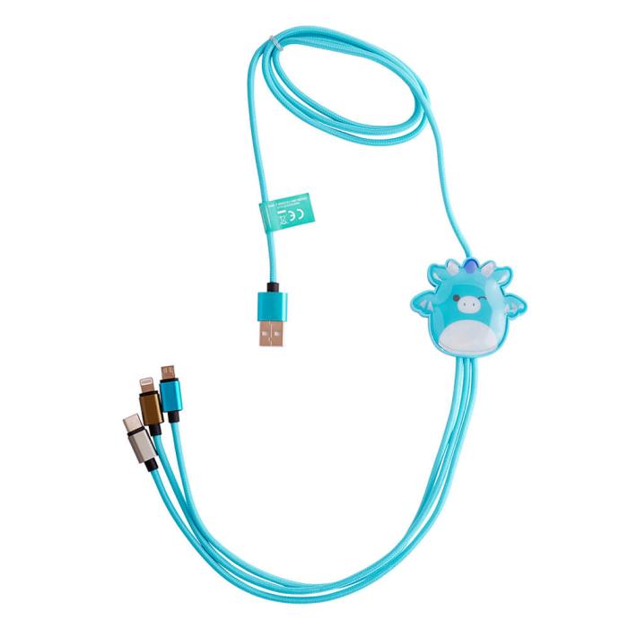 Bild 2, Squishmallows Squishmallows Laddningskabel 1,2m 3in1 USB-C/Micro/Lightning Tatiana - Teknikhallen.se