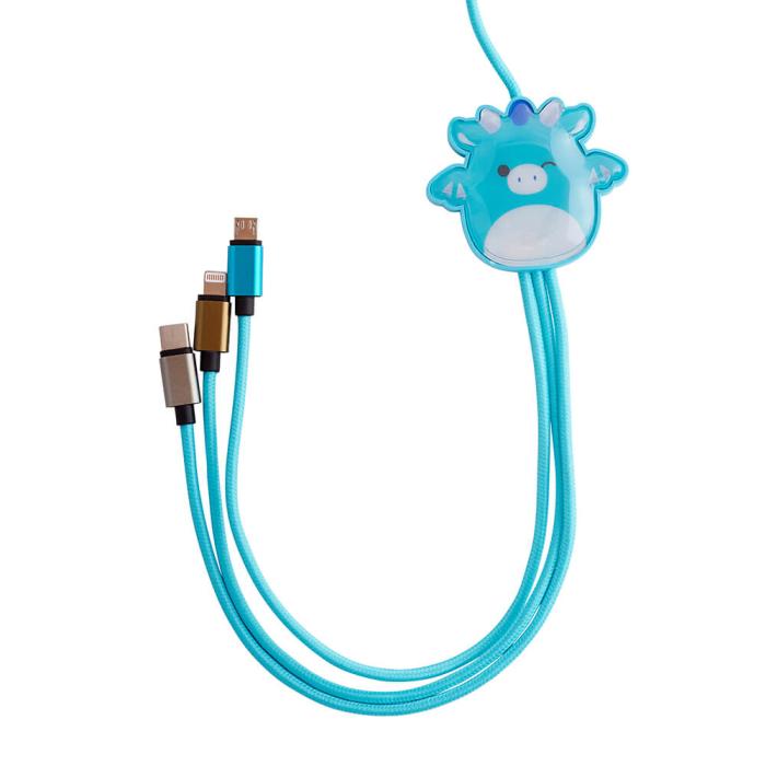 Bild 3, Squishmallows Squishmallows Laddningskabel 1,2m 3in1 USB-C/Micro/Lightning Tatiana - Teknikhallen.se