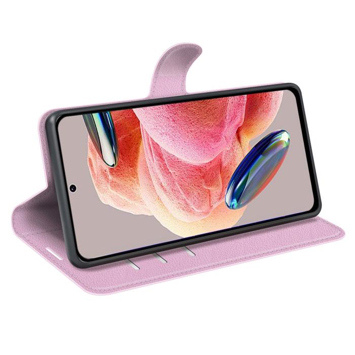Bild 3,  Xiaomi Redmi Note 12 4G Fodral Litchi Läder Ljus Rosa - Teknikhallen.se