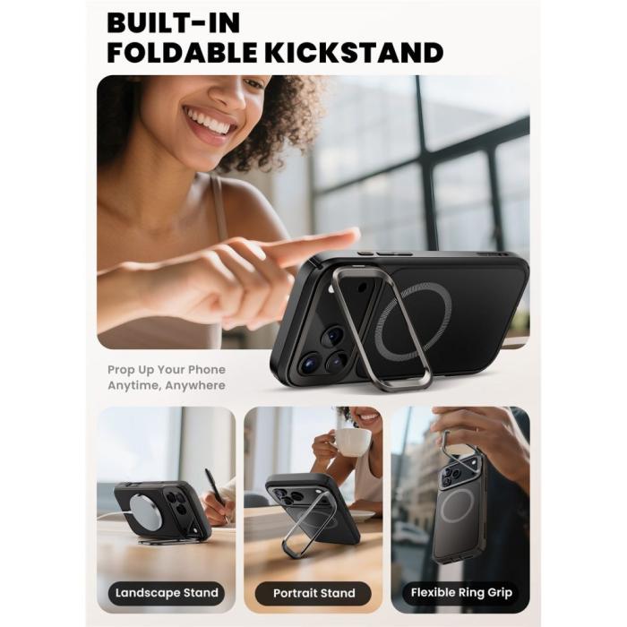 Bild 5, Supcase Supcase iPhone 17 Pro Skal MagSafe Iblsn Ares Flip Svart - Teknikhallen.se