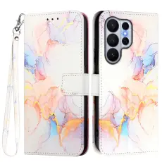  Samsung Galaxy S26 Ultra Fodral L&auml;der Marmor Vit - Teknikhallen.se