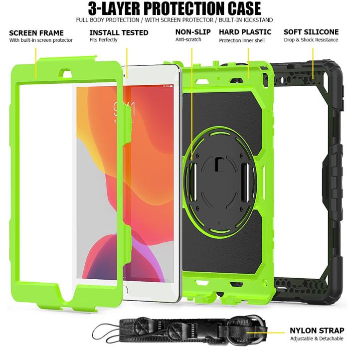 Bild 4,  iPad 10.2 2019/2020/2021 Skal 360° Kickstand Med Strap - Teknikhallen.se