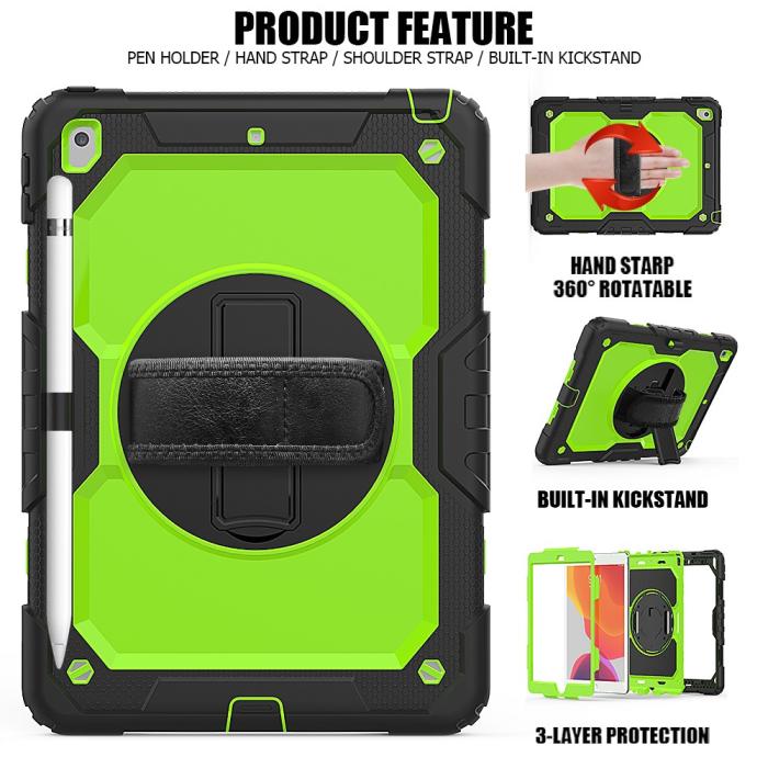 Bild 6,  iPad 10.2 2019/2020/2021 Skal 360° Kickstand Med Strap - Teknikhallen.se