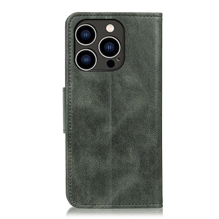 Bild 3,  iPhone 15 Pro Fodral Crazy Horse Läder Mörk Grön - Teknikhallen.se