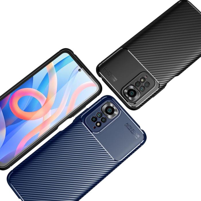 Bild 5,  Xiaomi Redmi Note 11 4G Skal Kolfiber Textur Blå - Teknikhallen.se