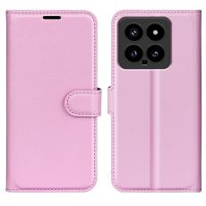  Xiaomi 14 Fodral Litchi L&auml;der Ljus Rosa - Teknikhallen.se