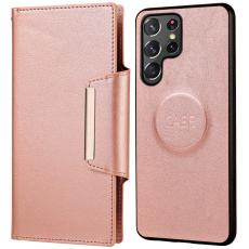  Samsung Galaxy S22 Ultra Fodral 2in1 L&auml;der Ros&eacute;guld - Teknikhallen.se