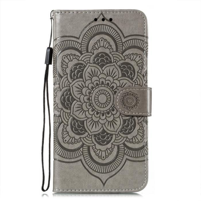 Bild 2,  Samsung Galaxy S22 Fodral Sun Mandala Läder Grå - Teknikhallen.se
