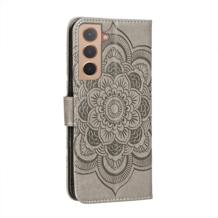 Bild 3,  Samsung Galaxy S22 Fodral Sun Mandala Läder Grå - Teknikhallen.se