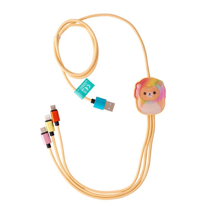 Bild 2, Squishmallows Squishmallows Laddningskabel 1,2m 3in1 USB-C/Micro/Lightning Leonard - Teknikhallen.se