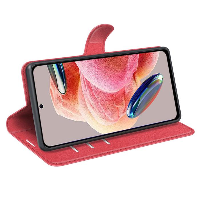 Bild 3,  Xiaomi Redmi Note 12 4G Fodral Litchi Läder Röd - Teknikhallen.se
