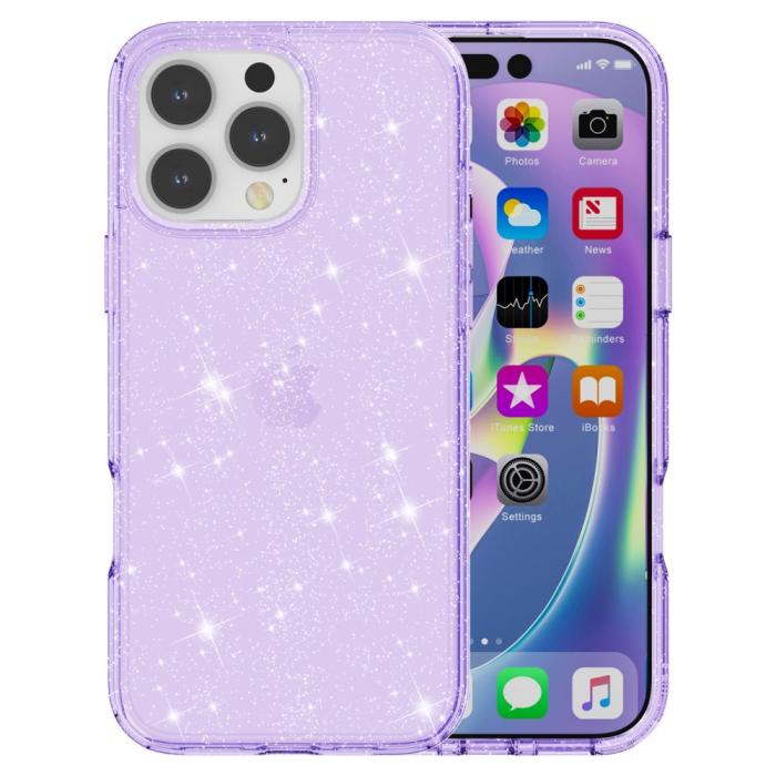 Bild 2,  iPhone 16 Pro Skal Glitter Lila - Teknikhallen.se