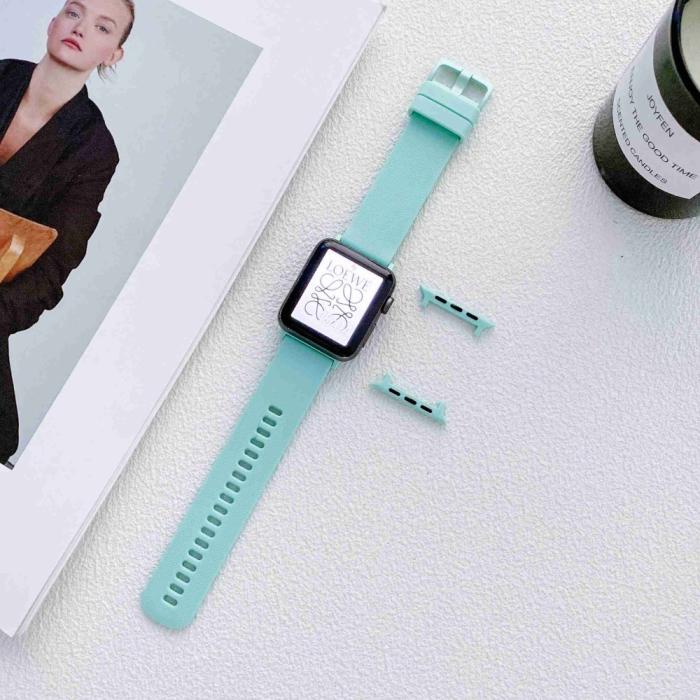 Bild 2,  Apple Watch 42/41/40/38 mm Armband Silikon Cyan - Teknikhallen.se