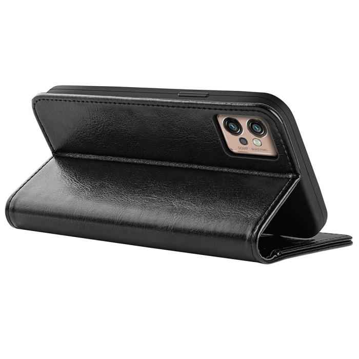 Bild 4,  Motorola Moto G32 Fodral Crazy Horse Läder Svart - Teknikhallen.se