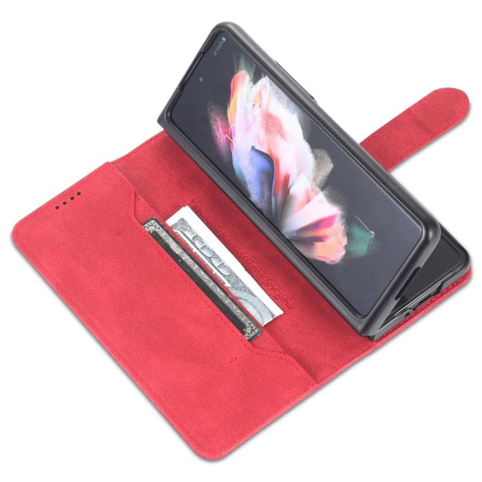 Bild 5, AZNS AZNS Galaxy Z Fold 5 Fodral Läder Röd - Teknikhallen.se