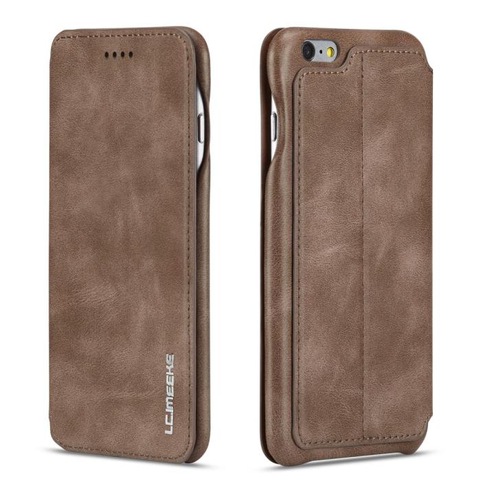Bild 3, LC.IMEEKE iPhone 6/6S - LC.IMEEKE Retro Läder Fodral - Brun - Teknikhallen.se