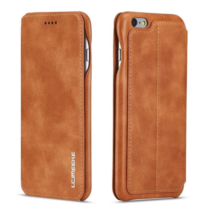 Bild 3, LC.IMEEKE iPhone 6/6S Plus - LC.IMEEKE Retro Läder Fodral - Brun - Teknikhallen.se