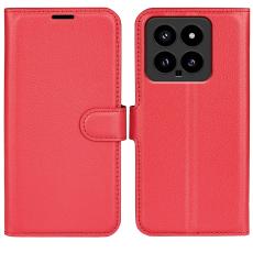  Xiaomi 14 Fodral Litchi L&auml;der R&ouml;d - Teknikhallen.se